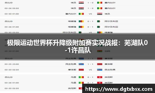极限运动世界杯升降级附加赛实况战报：芜湖队0-1许昌队